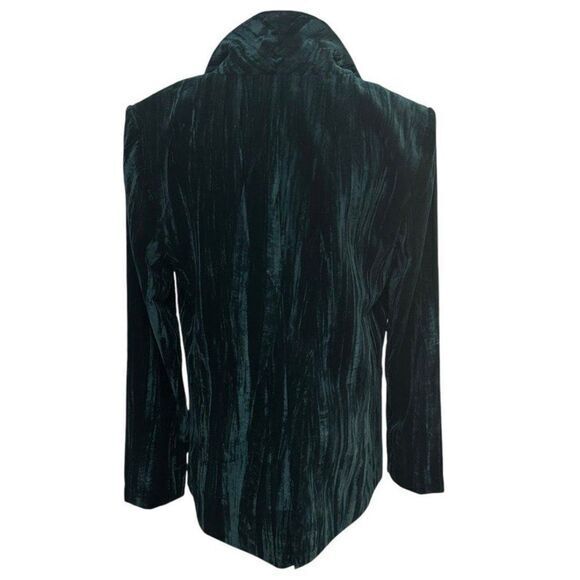Wayf Dark Green Velvet Textured Blazer Jacket Single Button Deep Plunge M NWOT - Picture 3 of 13